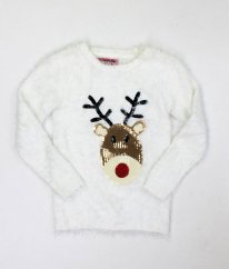 Bílý chlupatý vánoční svetr YD