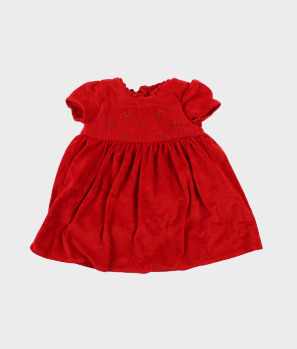 Jahodovočervené semišové silnější šaty MOTHERCARE