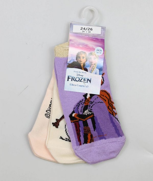 Sada 3 párů kotníčkových ponožek se třpytem Frozen (EUR 24-26) DISNEY