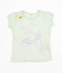 Bielo-zelené pruhované tričko s mačičkou BENETTON
