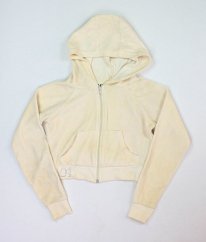 Krémová zamatová crop mikina na zips YD