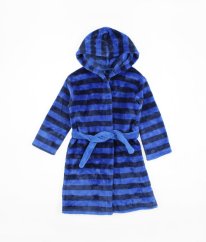 Modrý plyšový pruhovaný župan MARKS & SPENCER