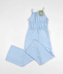 Modrý kalhotový overal s bílými květinkami H&M