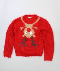 Červená chlupatý vánoční svetr NEXT