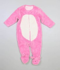 Růžovobílý plyšový overal MOTHERCARE