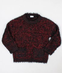 Černočervený třpytivý chlupatý svetr F&F
