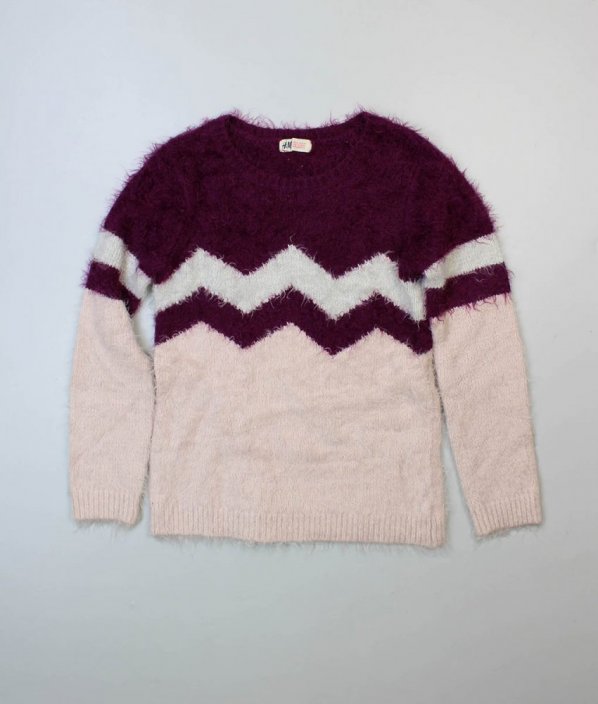 Růžovofialový chlupatý svetr H&M