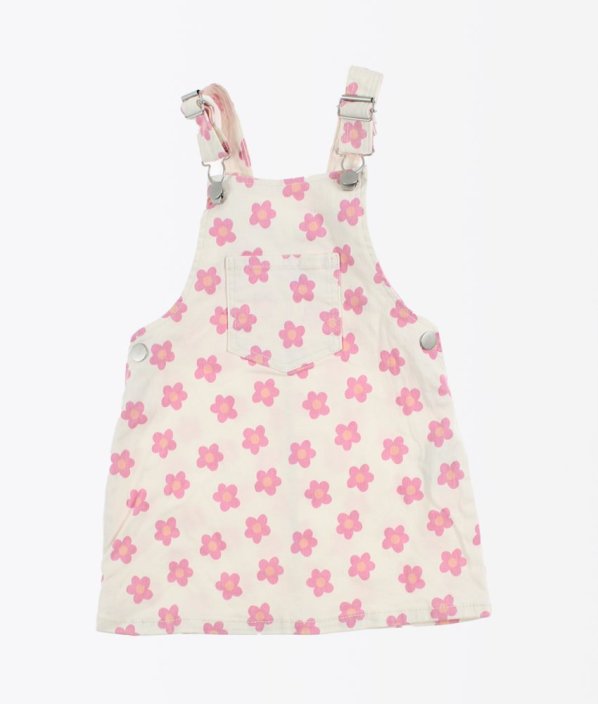 Krémová riflová šatová sukně s květy PRIMARK