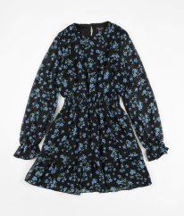 Čierne kvetované šaty so spodničkou NEW LOOK