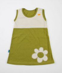 Zelenokrémová šatová silnější sukně/šaty z bio bavlny HAIPA - DAIPA