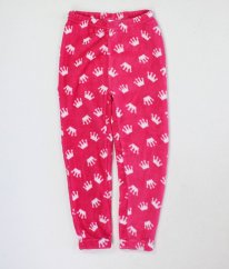 Růžové plyšové pyžamové kalhoty