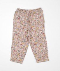 Růžové flanelové pyžamové kalhoty s květy NUTMEG