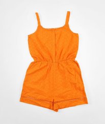 Pomarančový kraťasový overal s madeira čipkou F&F