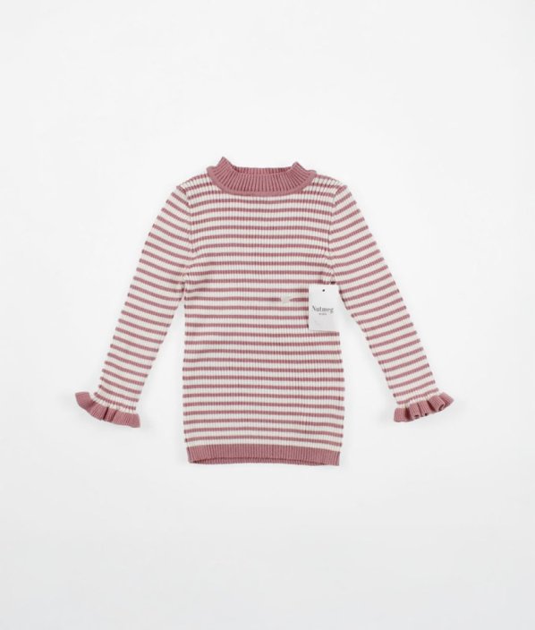 Fialovobílé žebrované svetříkové triko NUTMEG