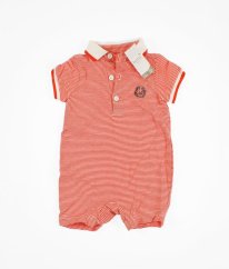 Červený proužkovaný kraťasový overal s límečkem M&CO