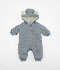 Šedomodrá zimní kombinéza s kožíškem