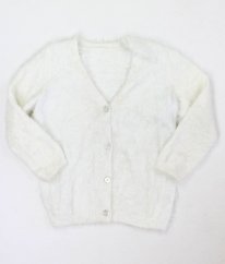 Bílý chlupatý svetr na knoflíky NUTMEG