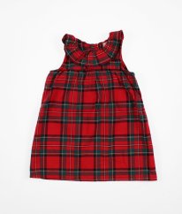 Červené kárované teplejšie šaty so zlatou niťou H&M