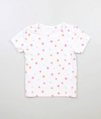 Bílé žebrované tričko s květy NUTMEG
