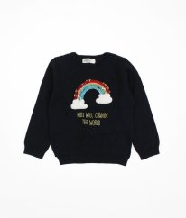 Tmavomodrý svetrík s flitrovou dúhou H&M