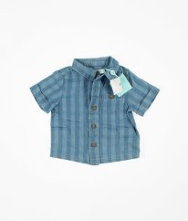 Modrá denimová kostičkovaná košile M&CO