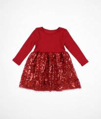 Červené žebrované šaty s flitry a spodničkou H&M