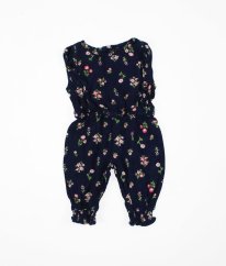 Tmavomodrý kalhotový overal s květy PRIMARK