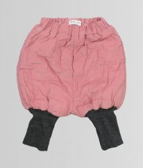 Růžové manšestrové zateplené kalhoty s kožíškem