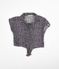 Černofialová květovaná halenka H&M