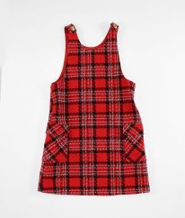 Červená károvaná teplá šatová sukně s vlnou MATALAN