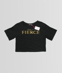 Černé crop tričko s nápisem MATALAN