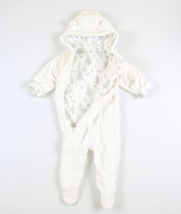 Biela plyšová zimná kombinéza C&A