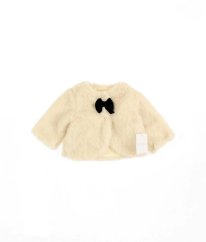 Béžový plyšový kabátek s mašlí MATALAN