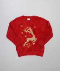 Červený chlupatý svetr F&F