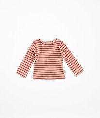 Krémovočervené rebrované prúžkované tričko z biobavlny PETIT PIAO