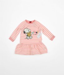 Krémovorůžové proužkované mikinové šaty PEANUTS