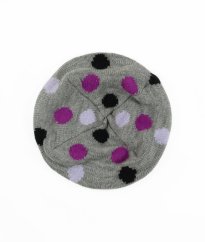 Šedý pletený baret s angorou a s puntíky H&M