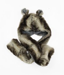 Béžovošedá plyšová čepice