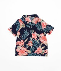 Tmavě modrá košile s ibiškem