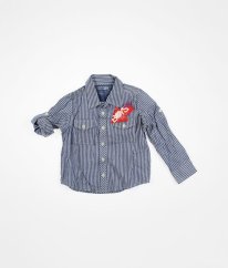 Modrá prúžkovaná košeľa so skracovateľnými rukávmi NEW LOOK