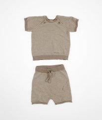 Béžová proužkovaná svetříková souprava z biobavlny H&M