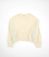 Smotanový chlpatý crop svetrov H&M