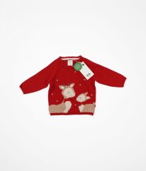 Červený svetr se srnečkami C&A