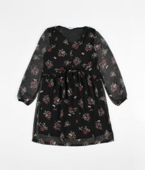 Černé tylové šaty s květy H&M
