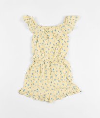 Vanilkový kraťasový overal s květy NEW LOOK