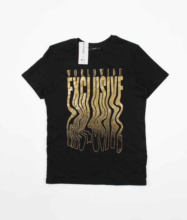 Černé tričko se zlatým nápisem GEORGE