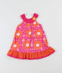 Růžové šaty s oranžovými květy se spodničkou PENELOPE