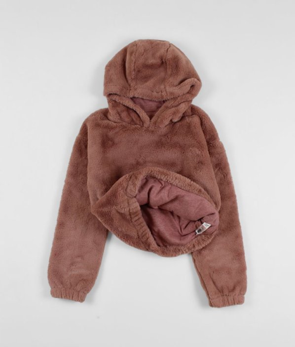 Růžová plyšová teplá mikina/bunda s podšívkou NUTMEG