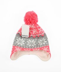 Ružovošedá zateplená čiapka s bambuľou DE FACTO