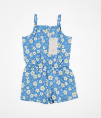 Modrý kraťasový overal s květy NAME IT